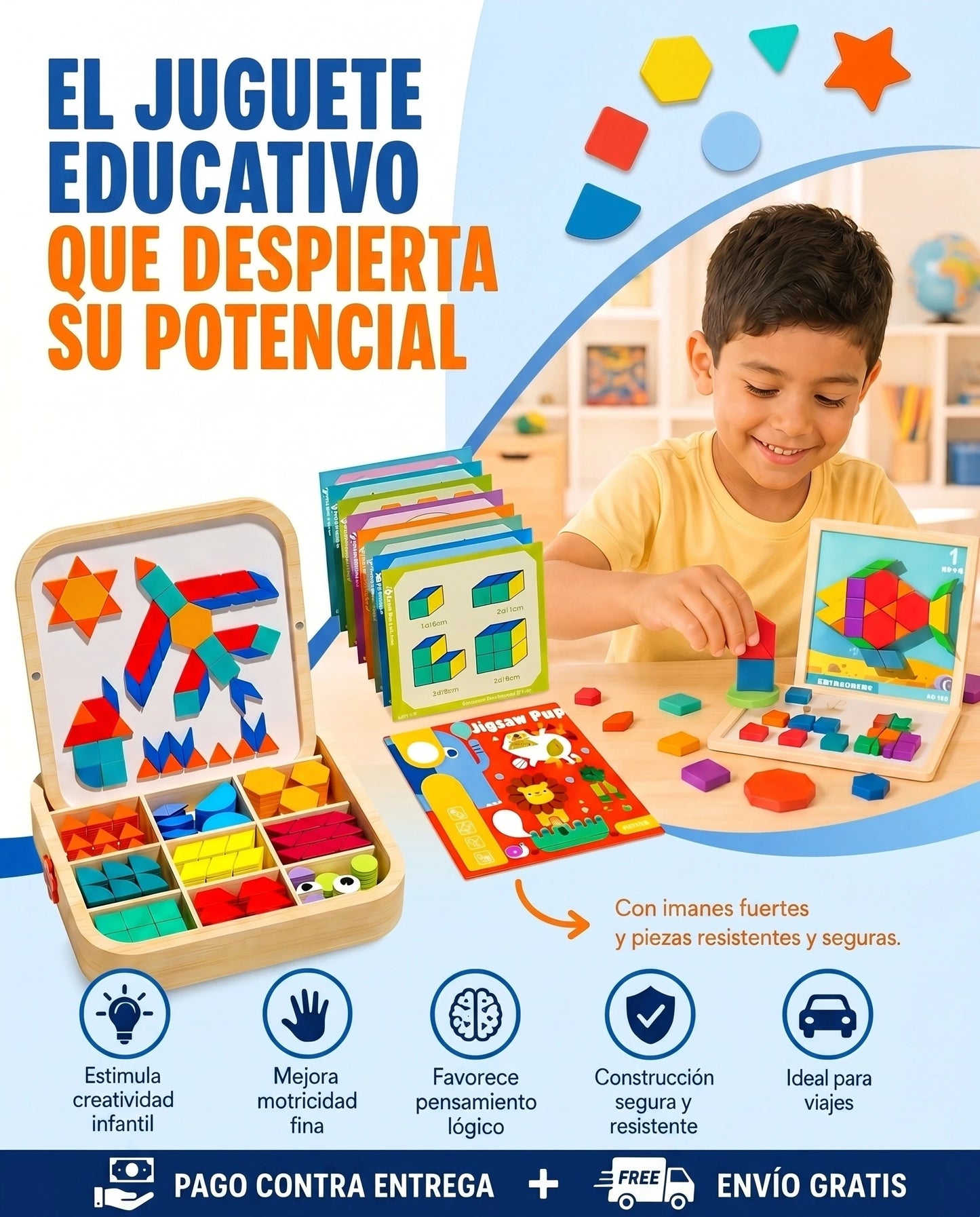ROMPECABEZAS GEOMETRICO DE MADERA